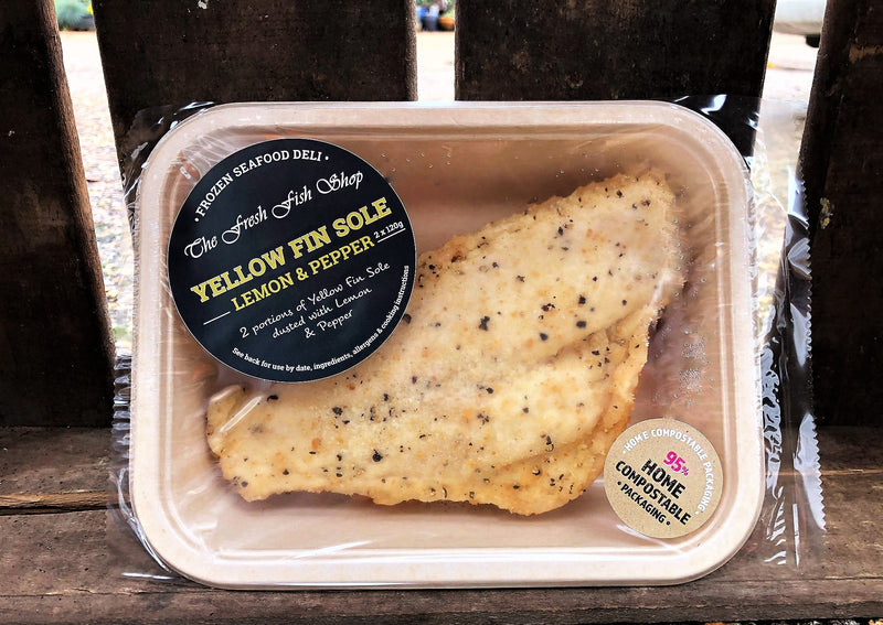 DUSTED LEMON & PEPPER YELLOW FIN SOLE (FROZEN) - The Fresh Fish Shop UK