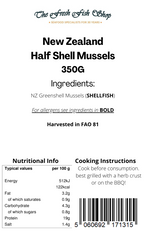 Frozen Half-Shell New Zealand Mussels (350g) - The Fresh Fish Shop UK