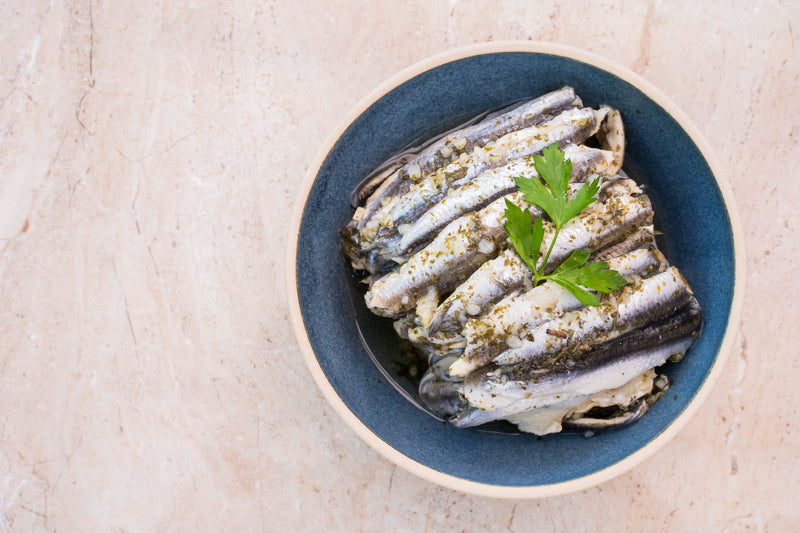 Garlic Infused Anchovies (200g) - The Fresh Fish Shop UK