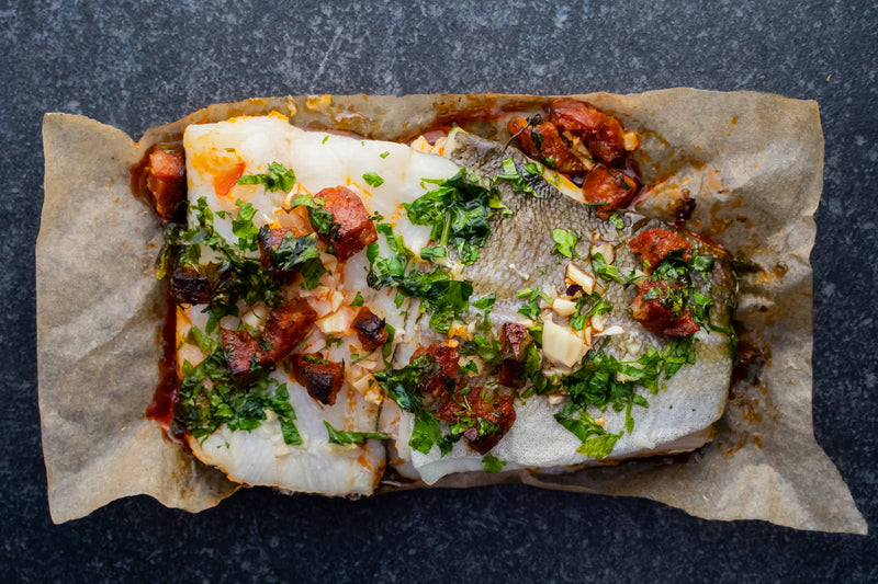 Cod, Garlic & Chorizo Bake (280g) - The Fresh Fish Shop UK